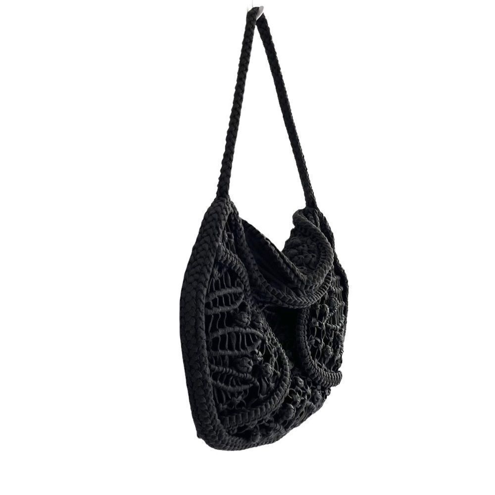 MADE On Earth For David & Scotti Boho Macramé Bag Purse Black - Picture 9 of 11